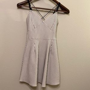 Bodycon skater mini dress white with black stripes
